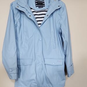 Saint James Womens Light Blue Hooded Utility Jacket Size 6 Preowned